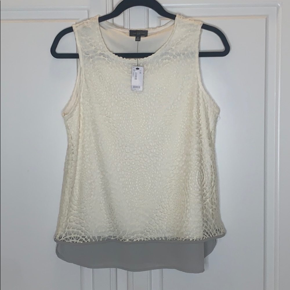 White & Sage Green Blouse